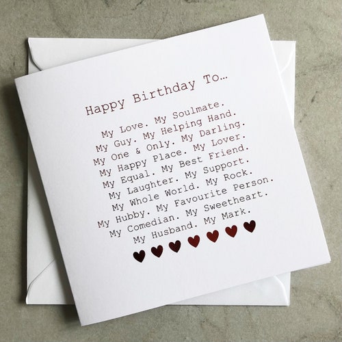 Romantic Husband Birthday Card Romantic Birthday Card for - Etsy
