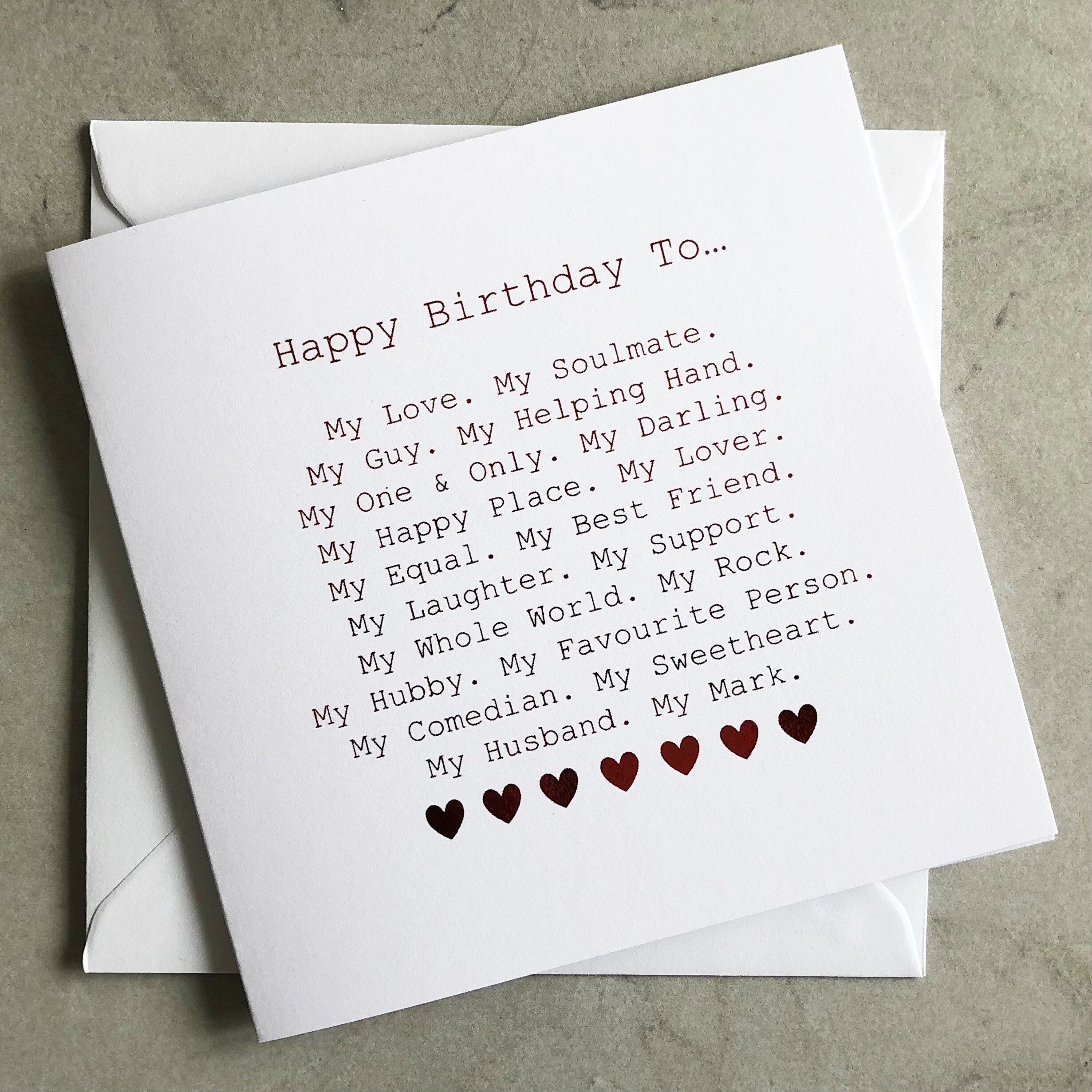 Personalised Romantic Husband Birthday Card - Romantic Birthday Card …