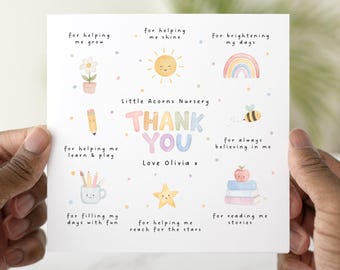 Personalised Cute Nursery Thank You Card, Nursery Appreciation Card, Thank You Card For Nursery, End Of Term Gift, Nursery Worker Card