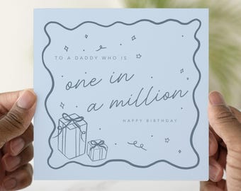 Daddy Birthday Card, One in a Million Daddy Card, Happy Birthday Daddy Card, Cute Blue Birthday Card for Daddy, Card from Kids