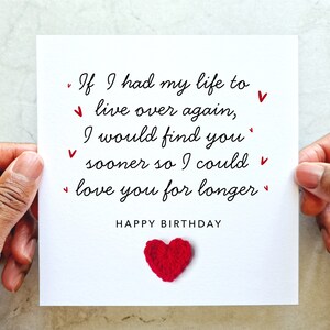 Love You Poem Birthday Card - Handmade Crochet Heart - Birthday Card For Husband, Wife, Boyfriend, Girlfriend, Partner, Him Or Her