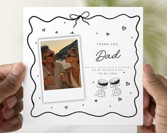 Personalised Thank You Dad Wedding Card, Photo Thank You Dad Card from Bride, Father of the Bride Thank You Card, Wedding Day Thank You Card