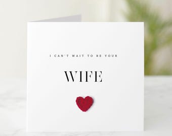 Future Wife Card for Fiancé, I Can't Wait to Be Your Wife, Wedding Day Card with Handmade Crochet Heart, Romantic Bride to Groom Card