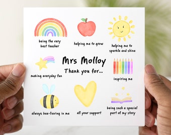 Personalised Teacher Thank You Card - Thank You For Everything - Teaching Assistant  - End Of Term Card