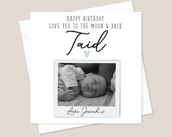 Personalised Photo Taid Birthday Printed Card - Add Your Own Photo - Taid Birthday Card - Card For Taid -Love You To The Moon- Welsh Grandad