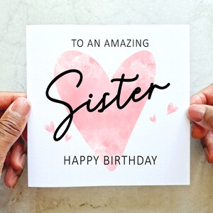 Heart Sister Birthday Card - Birthday Card For Sister - Sister Card - Card For Her - Birthday Card Sister
