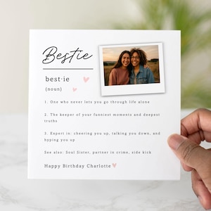 Definition Photo Bestie Birthday Card - Add Your Own Photo - Birthday Card For Bestie - Custom Best Friend Card - Personalised Card