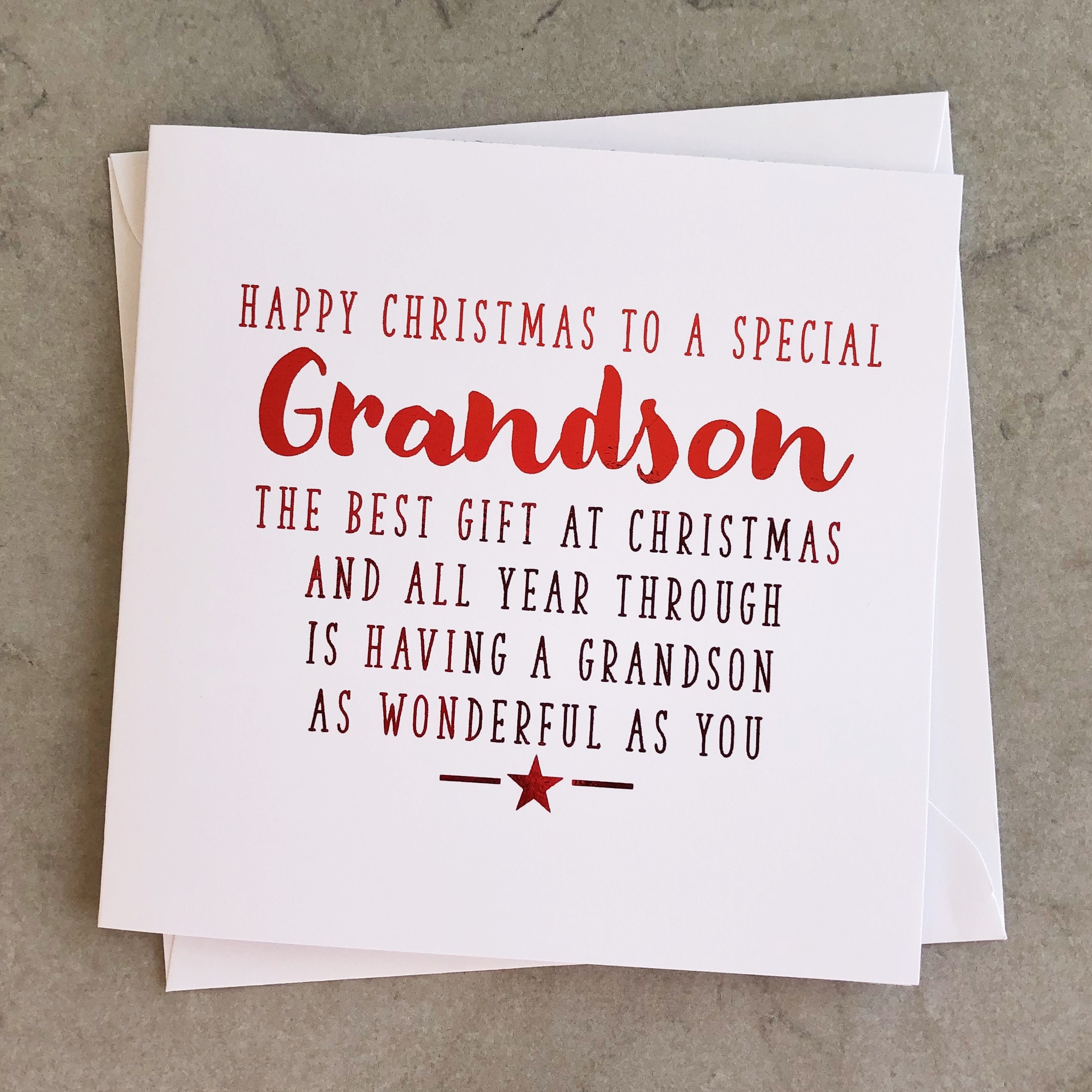 Poem Grandson Christmas Card Christmas Card for Grandson - Etsy Canada