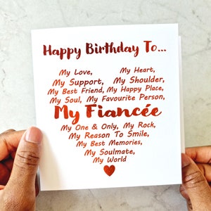 Romantic Fiancée Birthday Card - Romantic Birthday Card For Fiancée - Cute Birthday Card For Fiancée - Future Wife -Wife To Be Red Foil Card