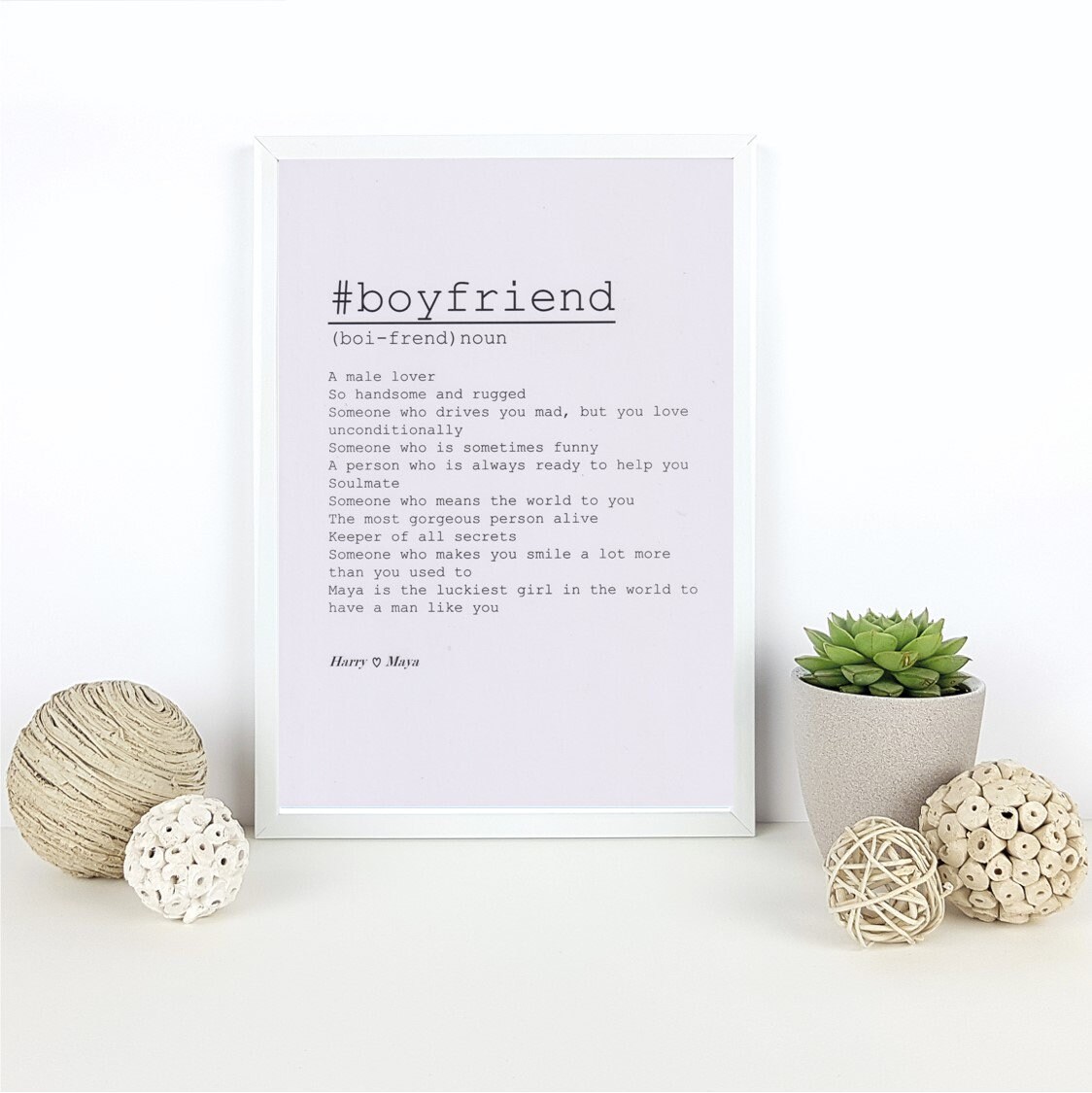 Boyfriend Definition Print Personalised Print For Him Gift Etsy