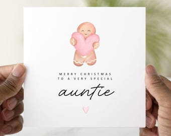 Cute Auntie Christmas Card - Cute Christmas Card For Auntie - Christmas Card Auntie - Auntie Gingerbread Xmas Card
