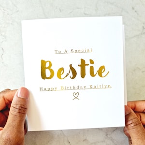 Personalised Bestie Birthday Card - Birthday Card For Best Friend - Birthday Card For Friend - Best Friend Card - Gold Foil Card