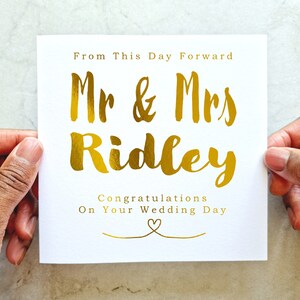 Personalised On Your Wedding Card - Custom Mr & Mrs Wedding Day Card - Congratulations Card - Card For Wedding - Gold Foil Card