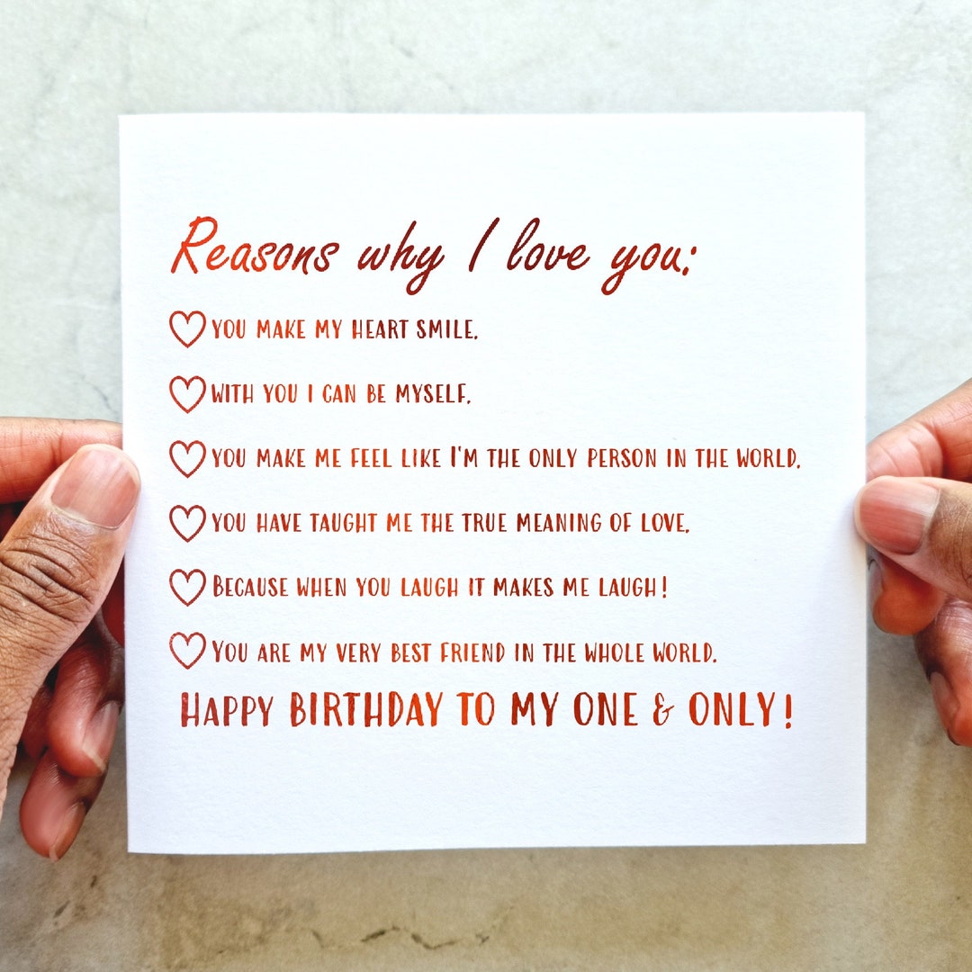 Reasons Why I Love You Birthday Card Girlfriend Birthday Card Boyfriend ...