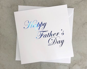 Father's Day Card - Dad Card - Card For Dad - Card For Him - Best Dad - Blue Foil Card - Optional Inside Message-Send To Recipient