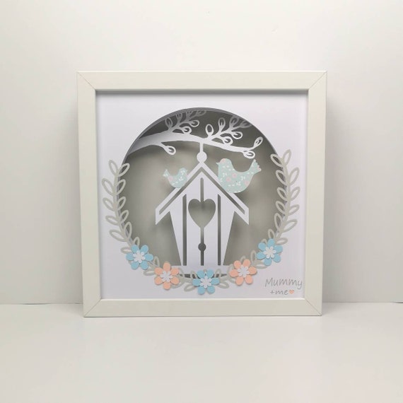 Framed Mummy Me Bird Papercut Mood Light Etsy