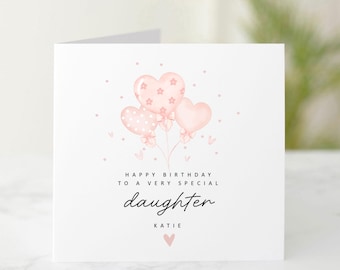 Personalised Daughter Birthday Card - Birthday Card For Daughter -Cute Balloons design - Daughter Birthday Gift