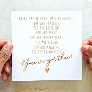 Cancer Support Card  - Cancer Gold Foil Card - You Are Strong Believe In Yourself - Cancer Card - Chemo Card - Rose Gold Foil