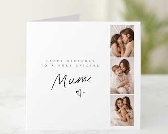 Personalised Mum Birthday Card with Photo, Custom Photo Card for Mum, Birthday Card from Son or Daughter, Special Mum Gift Idea