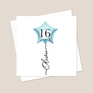 Personalised 16th Birthday Card - 16th Birthday Card - Sweet Sixteen Birthday Card - Sixteenth Birthday Card For Him - 16th Balloon Card