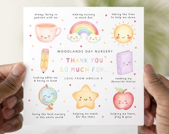 Personalised Nursery Thank You Card, Nursery Appreciation Card, Thank You Card For Nursery, End Of Term Gift, Nursery Worker Card