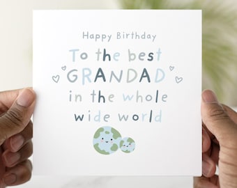 Grandad Birthday Card, Best Grandad in the World, Birthday Card for Grandad, Cute Card from Grandchild, Grandpa Birthday Card