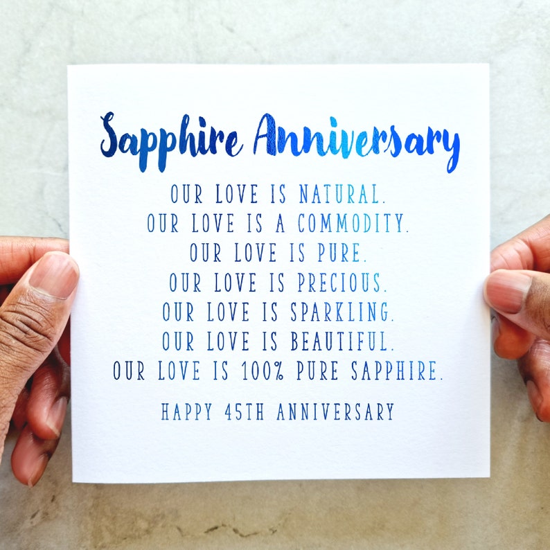 45th Wedding Anniversary Card - Sapphire Anniversary Wedding Card ...