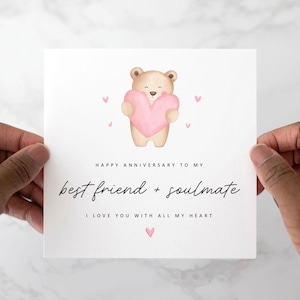 Best Friend & Soulmate Anniversary Card, Anniversary Card For Husband, Wife, Boyfriend, Girlfriend, Fiancé, Anniversary Card For Partner