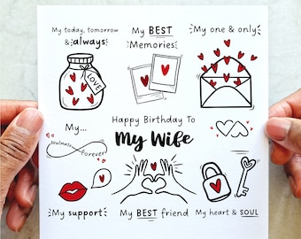 My Best Friend & Wife Birthday Card - Wife Birthday Card - Birthday Card For Wife - Romantic Birthday Card - Love Card - Wife Gift