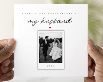 Personalised Husband 1st Anniversary Card, Add A Photo, First Anniversary Card Husband, Husband First Anniversary Gift, Paper Anniversary
