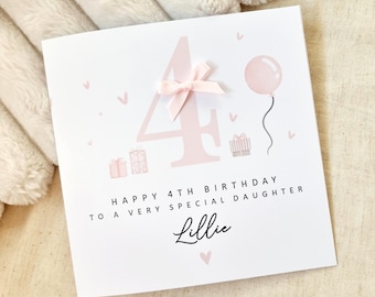 Personalised Age Birthday Card - Cute Birthday Card For Girl, Niece, Daughter, Granddaughter - Custom Name And Recipient Card