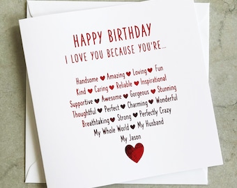 Romantic Birthday Card for Husband | Etsy