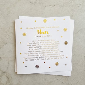 Nan Christmas Card - Christmas Card For Nan - Nan Card - Card For Her - Xmas Card For Nan - Gold Foiled Card - Card For Nan - Nan Card