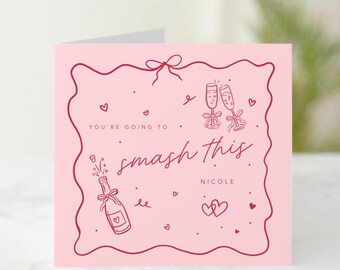 Personalised New Job Card, You’re Going to Smash This, Good Luck Card for Her, Leaving Work Card, Custom Name Congratulations Card