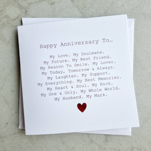 Poem Husband Anniversary Card - Romantic Anniversary Card For Husband - Anniversary Card For Him - Red Foil Card - Husband Card