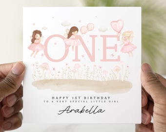 Personalised Birthday Card for Girl - Handmade Card with Name & Age - Keepsake Gift for Daughter, Niece, Granddaughter - Custom Any Age Card