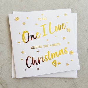 One I Love Christmas Card - Christmas Card For Partner - Girlfriend Xmas Card - Card For Him - Xmas Card For Her - Gold Foiled Card - Wife