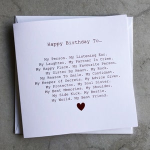 Bestie Birthday Card - Birthday Card For Best Friend - Birthday Card For Friend - Best Friend Card - Bestie Birthday Card - Red Foil Card