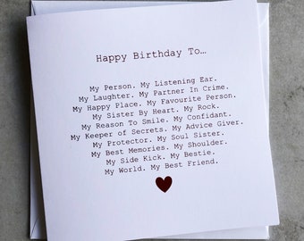 Bestie Birthday Card - Birthday Card For Best Friend - Birthday Card For Friend - Best Friend Card - Bestie Birthday Card - Red Foil Card