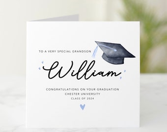 Tarjeta de graduación personalizada para nietos - Tarjeta de graduación para nietos - Tarjeta de felicitación de graduación - Tarjeta de celebración para nietos