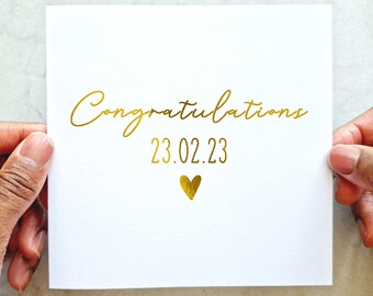 Personalised Date Congratulations Card - Custom Engagement Card - On Your Engagement Card - Congrats Engagement Card - Gold Foil Card