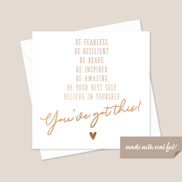 Inspirational Good Luck Rose Gold Foil Card - Best Of Luck Card - Good Luck Card For GCSEs A-levels Degree New Job Moving - Leaving Card