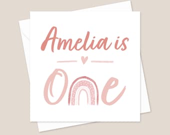 Personalised 1st Birthday Card - 1st Birthday Card For Daughter, Niece, - 1st Birthday Card For Girl - First Birthday Card