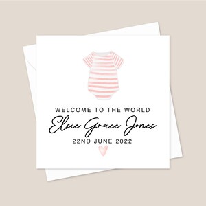 Personalised Baby Girl Card - New Baby Boy Card - Newborn Baby Card - Card For New Baby Boy Or Girl - Welcome To The World Card