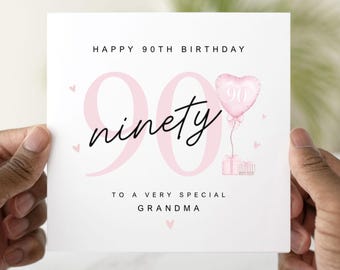 Personalised 90th Birthday Card, 90th Birthday Card For Grandma, Auntie, Sister, Friend, 90th Card For Her, 90th Birthday Gift
