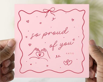 Personalised Proud of You Card, Congratulations Card for Her, Achievement Card, New Job Graduation Exam Success, Custom Name Card