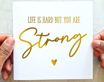 You Are Strong Sympathy Card - Thinking Of You Card - Bereavement Card - Condolences Gold Foil Card