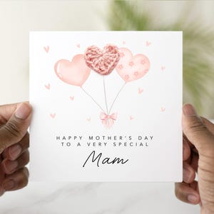 Mam Mothers Day Card - Handmade Crochet Heart - Mothers Day Card For Mam - Special Mam Card - Mam Crochet Card - Keepsake Gift