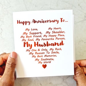 Romantic Anniversary Card - Romantic Anniversary Card For Husband - Anniversary Card For Partner - Red Foil Card - Husband Card