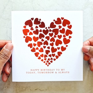 Heart Romantic Birthday Card - Poem Birthday Card For Partner - Birthday Card For Husband, Wife, Boyfriend. Girlfriend - Red Foil Card